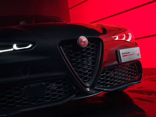 Carbon "Scudetto" and Red Alfa Romeo logo
